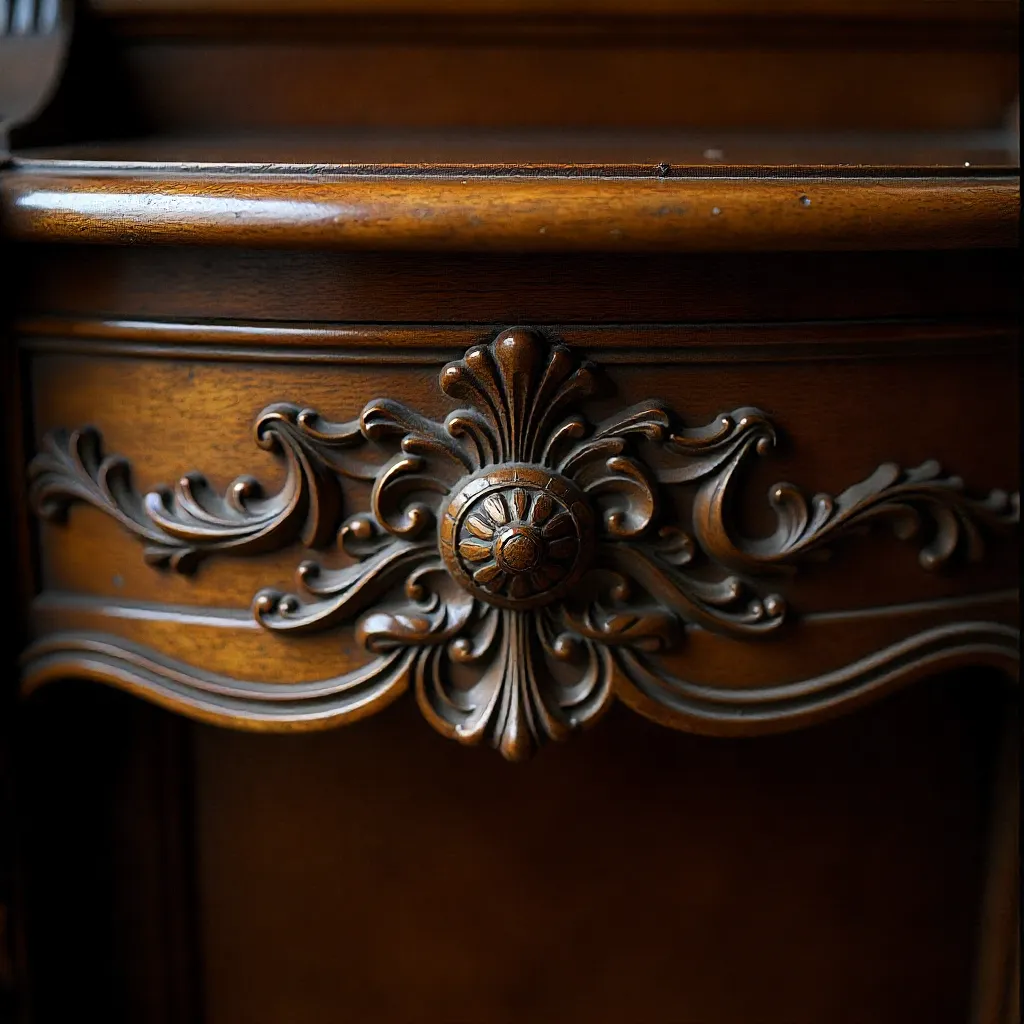 Detailed view of antique wood carving