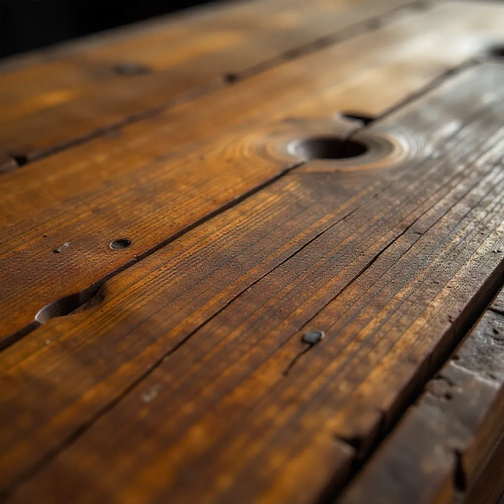 Natural wood finish showing aged patina