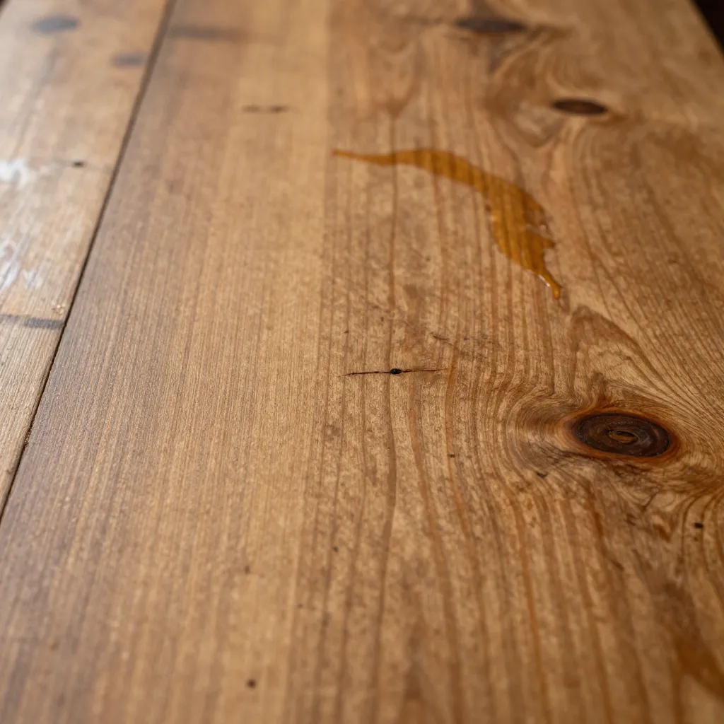 Hand applying natural finish to wood surface